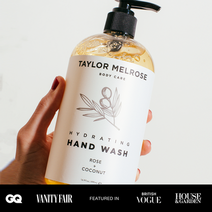 Taylor Melrose Hydrating Hand Wash 16.9 oz - Vegan Foaming Hand Soap Dispenser with Vitamin B5 Coconut & Rose Aroma, Lemon Oil Paraben-Free, Cruelty-Free, Moisturizing with Aloe Vera & Shea Butter Taylor Melrose ®